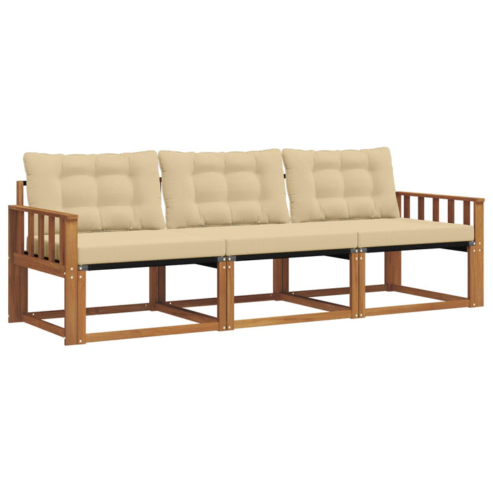 Udendørs sofagruppe med pude 3 pcs Naturlig og Beige