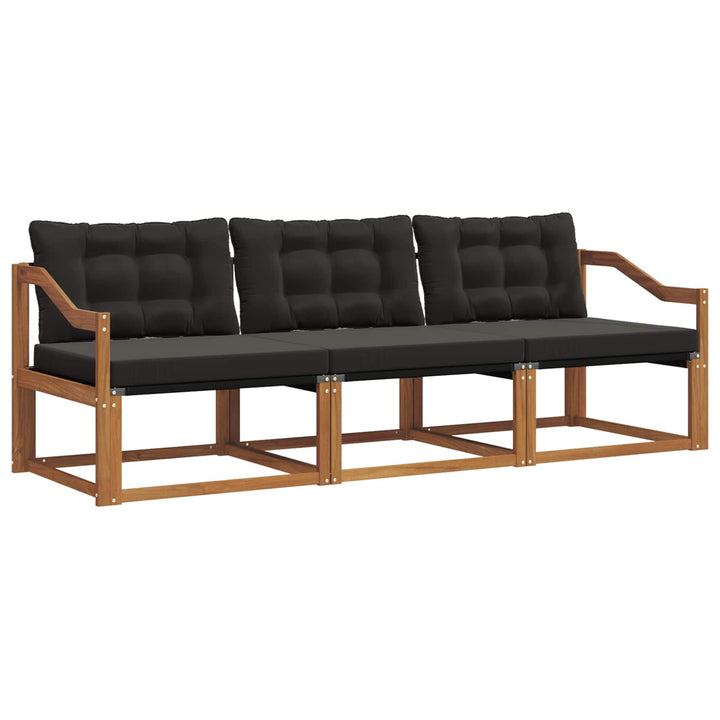 Udendørs sofagruppe med pude 3 pcs Naturlig og sort