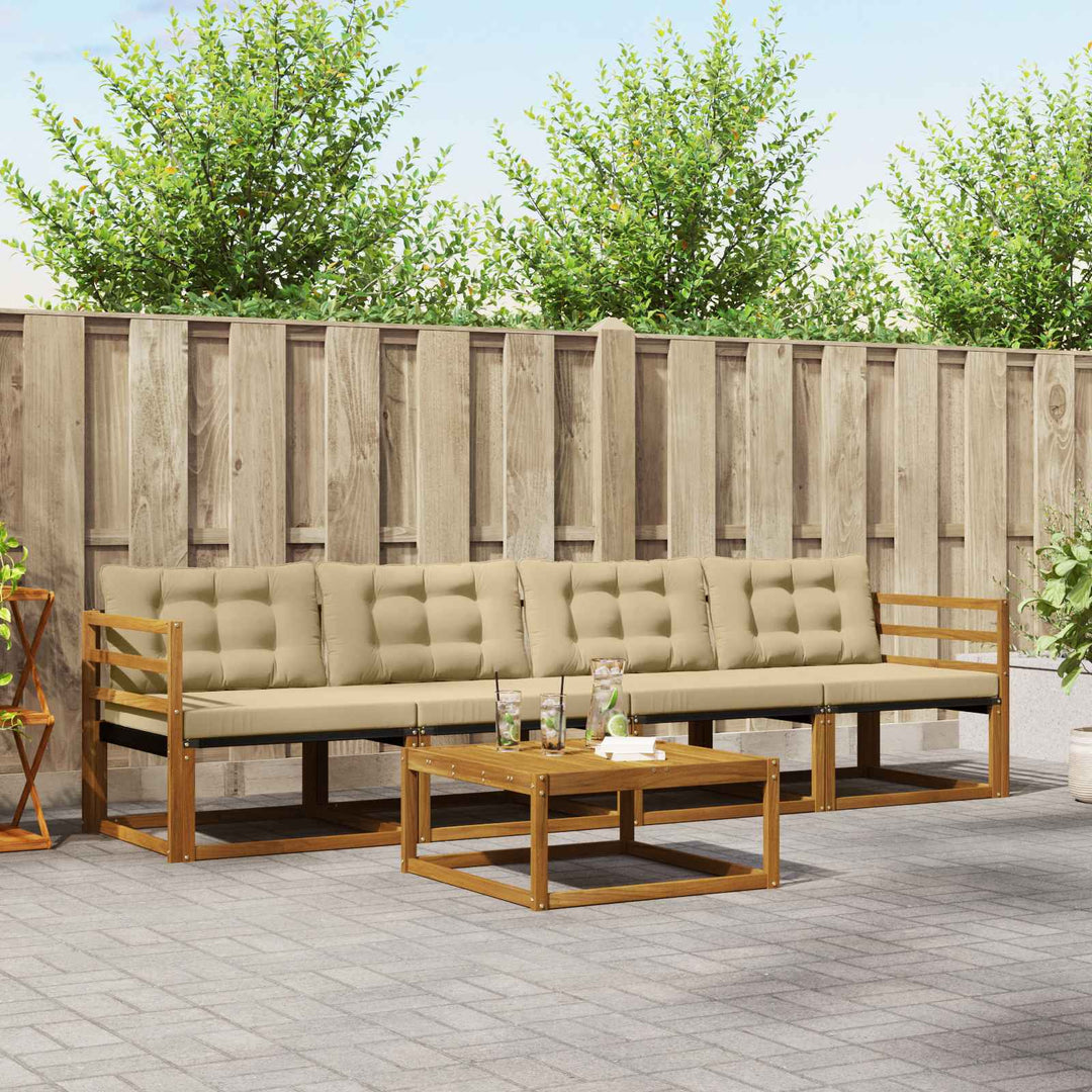Udendørs sofagruppe med pude 5 pcs Naturlig og Beige