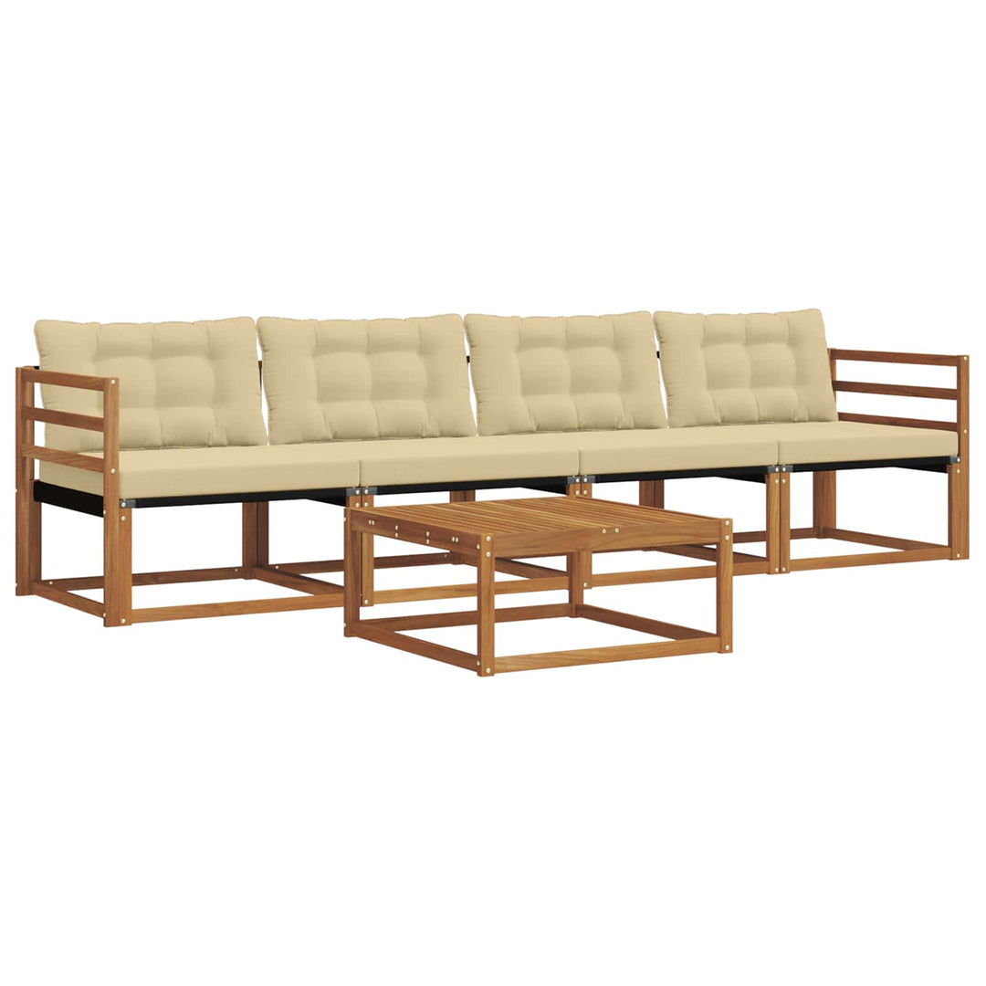 Udendørs sofagruppe med pude 5 pcs Naturlig og Beige