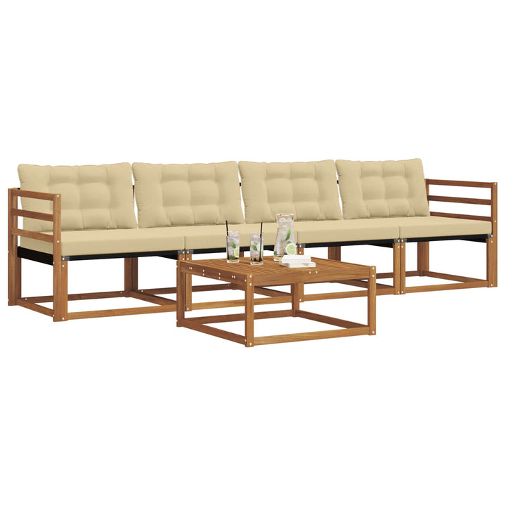 Udendørs sofagruppe med pude 5 pcs Naturlig og Beige
