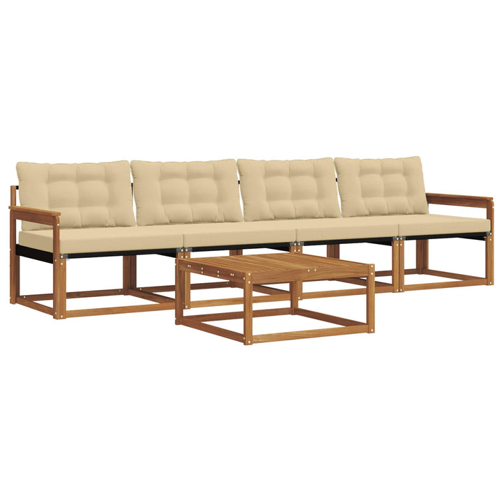 Udendørs sofagruppe med pude 5 pcs Naturlig og Beige