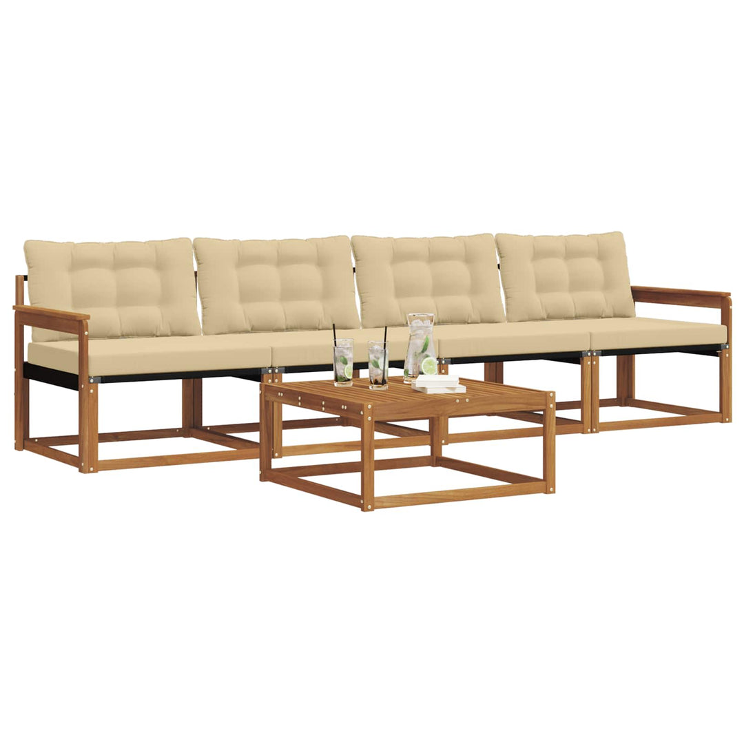 Udendørs sofagruppe med pude 5 pcs Naturlig og Beige