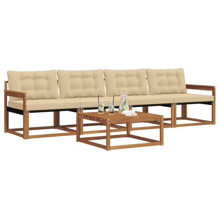 Udendørs sofagruppe med pude 5 pcs Naturlig og Beige