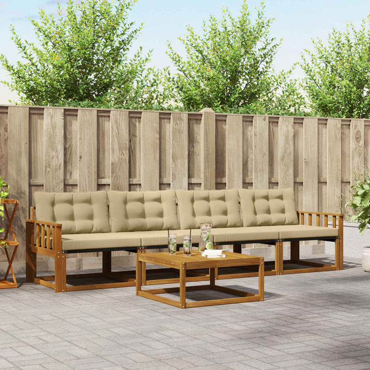 Udendørs sofagruppe med pude 5 pcs Naturlig og Beige