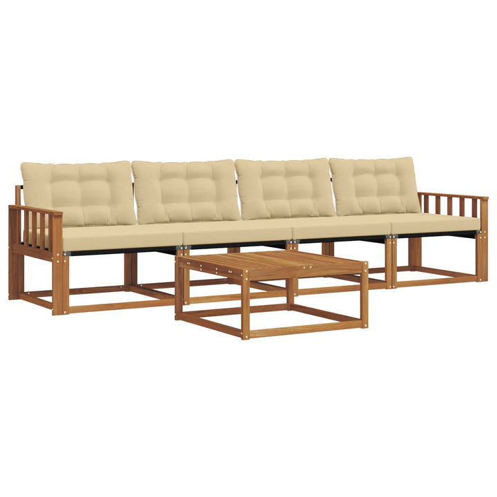 Udendørs sofagruppe med pude 5 pcs Naturlig og Beige