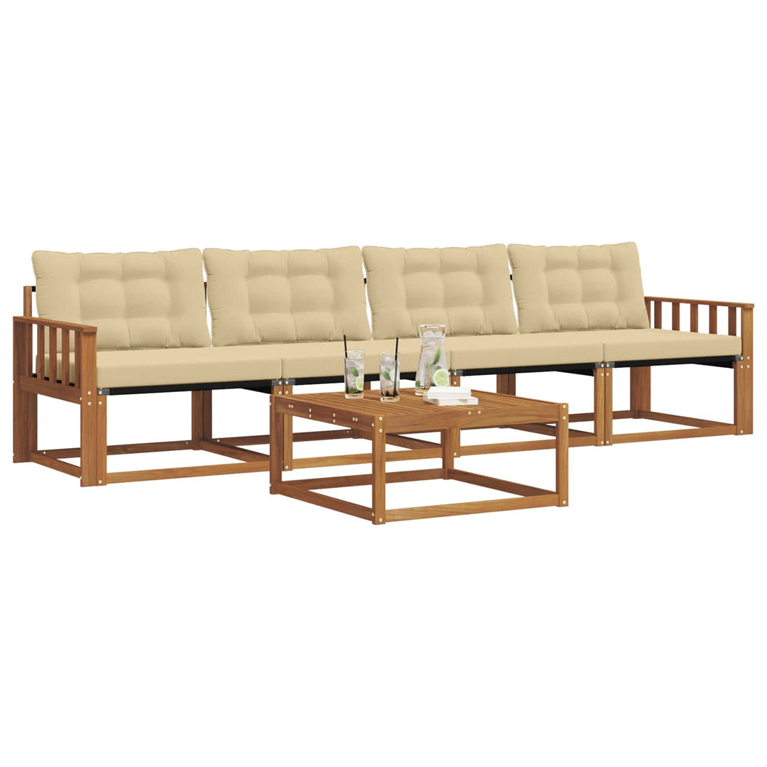 Udendørs sofagruppe med pude 5 pcs Naturlig og Beige