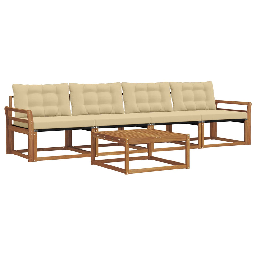 Udendørs sofagruppe med pude 5 pcs Naturlig og Beige