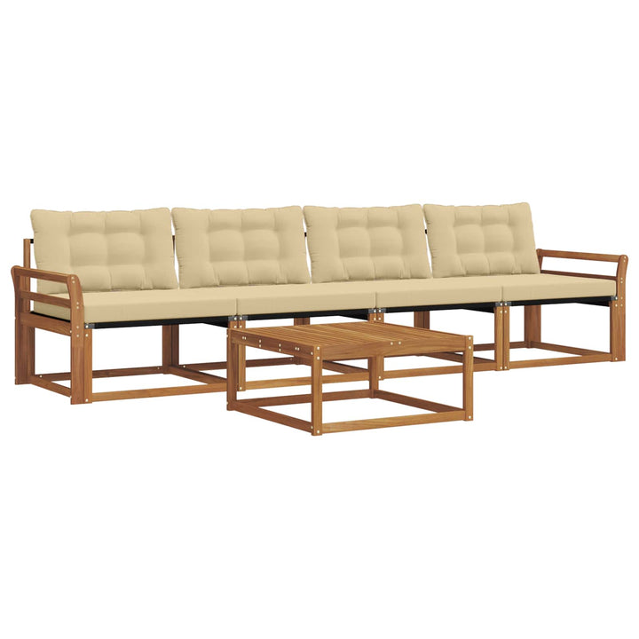Udendørs sofagruppe med pude 5 pcs Naturlig og Beige