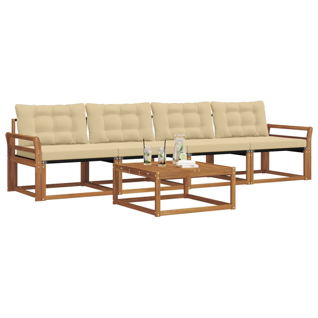 Udendørs sofagruppe med pude 5 pcs Naturlig og Beige