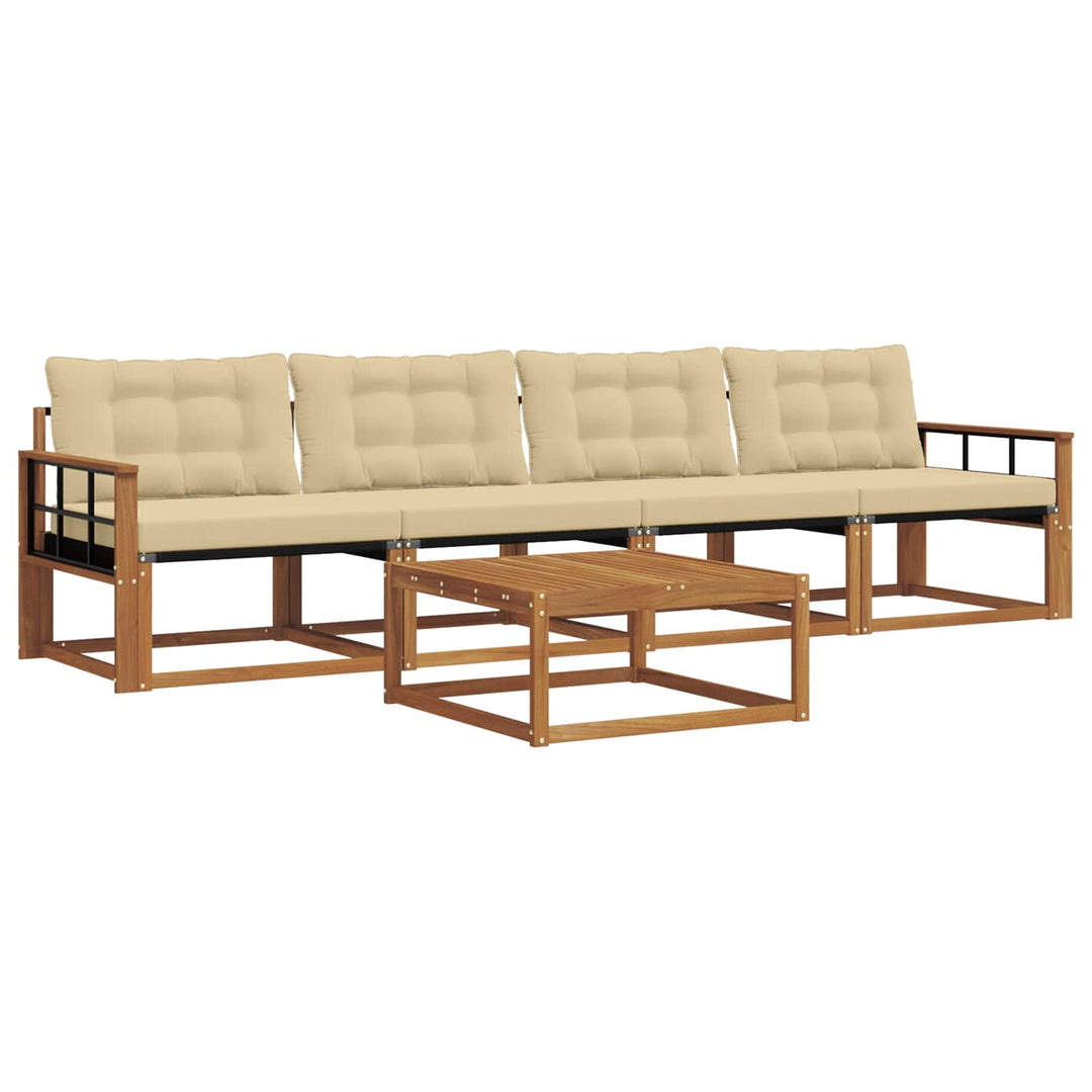 Udendørs sofagruppe med pude 5 pcs Naturlig og Beige