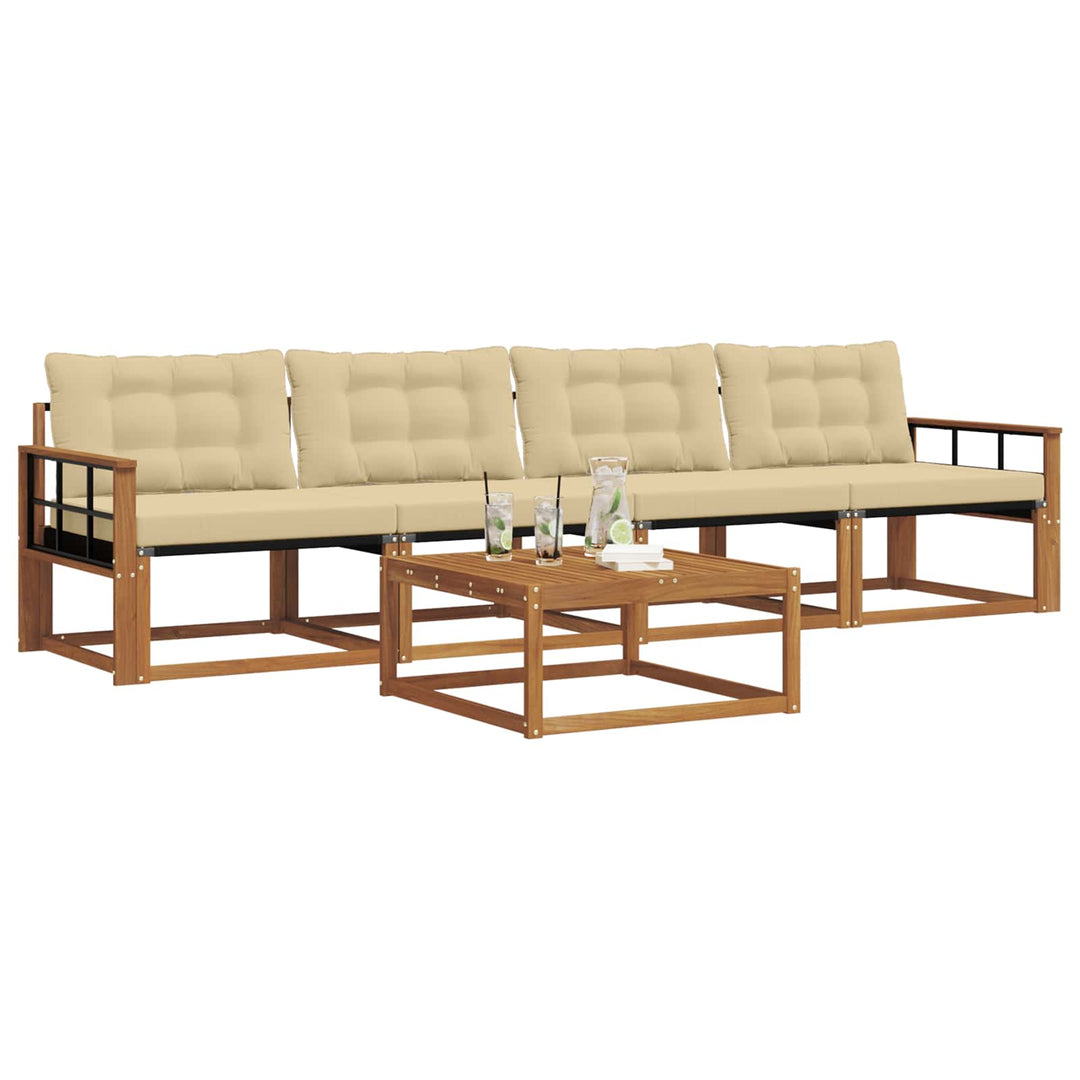Udendørs sofagruppe med pude 5 pcs Naturlig og Beige