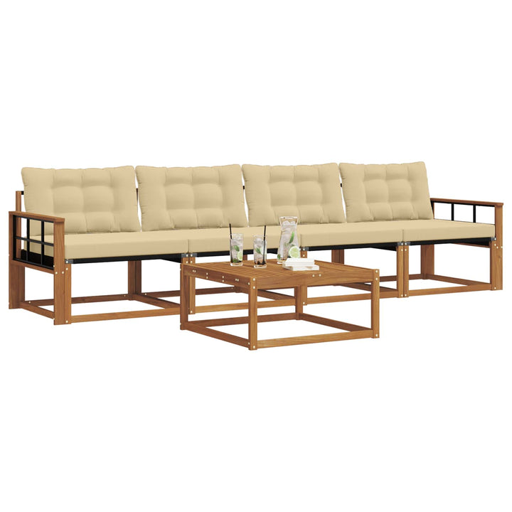 Udendørs sofagruppe med pude 5 pcs Naturlig og Beige