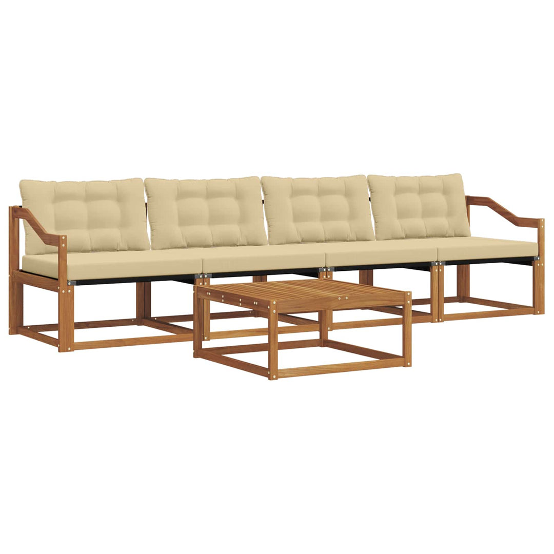 Udendørs sofagruppe med pude 5 pcs Naturlig og Beige