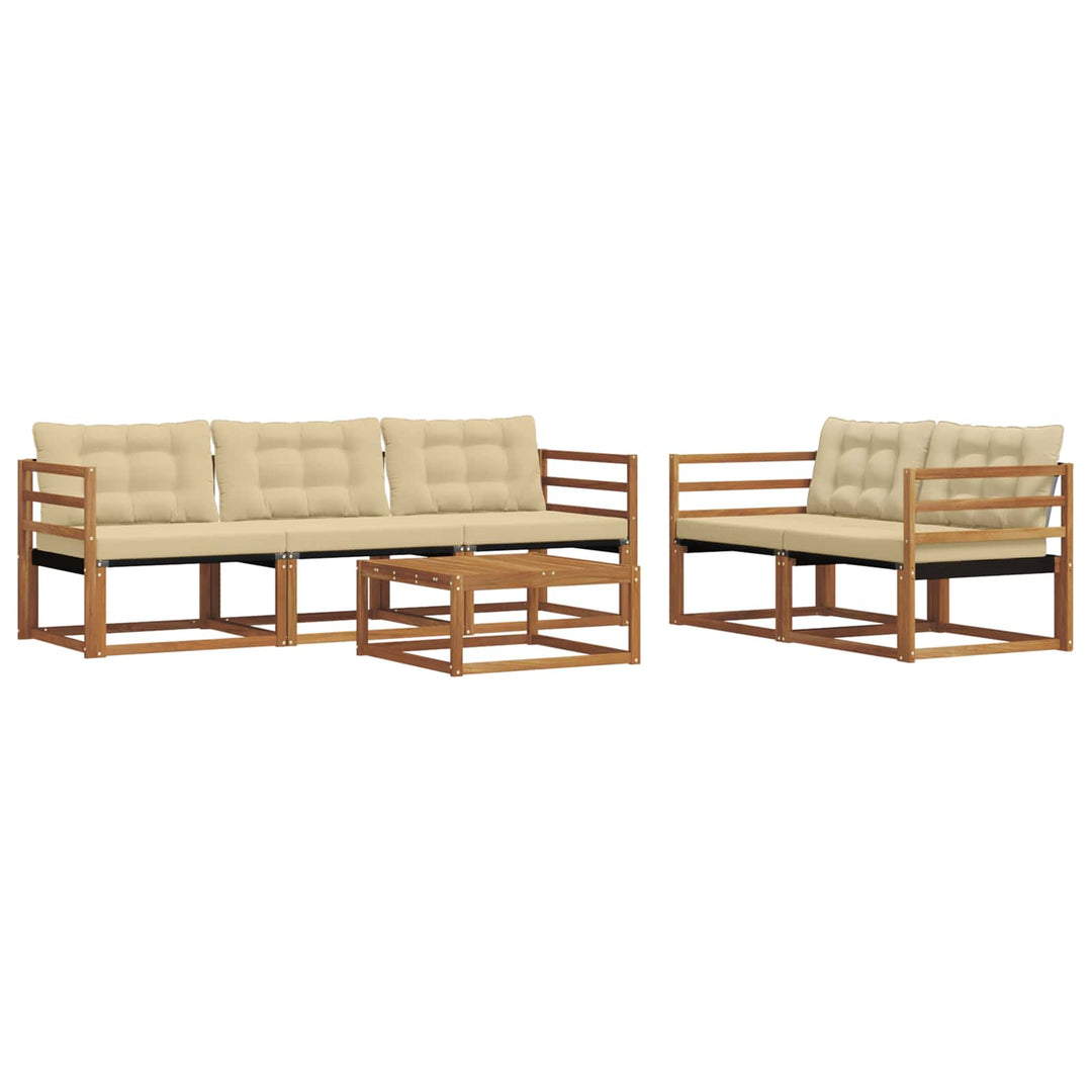 Udendørs sofagruppe med pude 6 pcs Naturlig og Beige