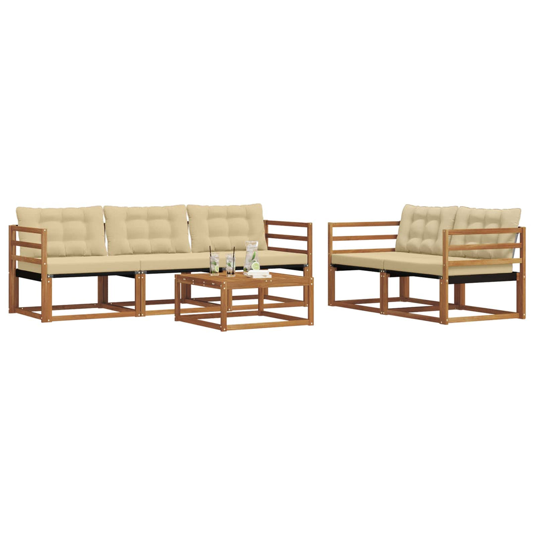 Udendørs sofagruppe med pude 6 pcs Naturlig og Beige