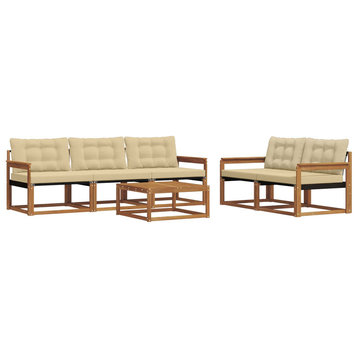 Udendørs sofagruppe med pude 6 pcs Naturlig og Beige