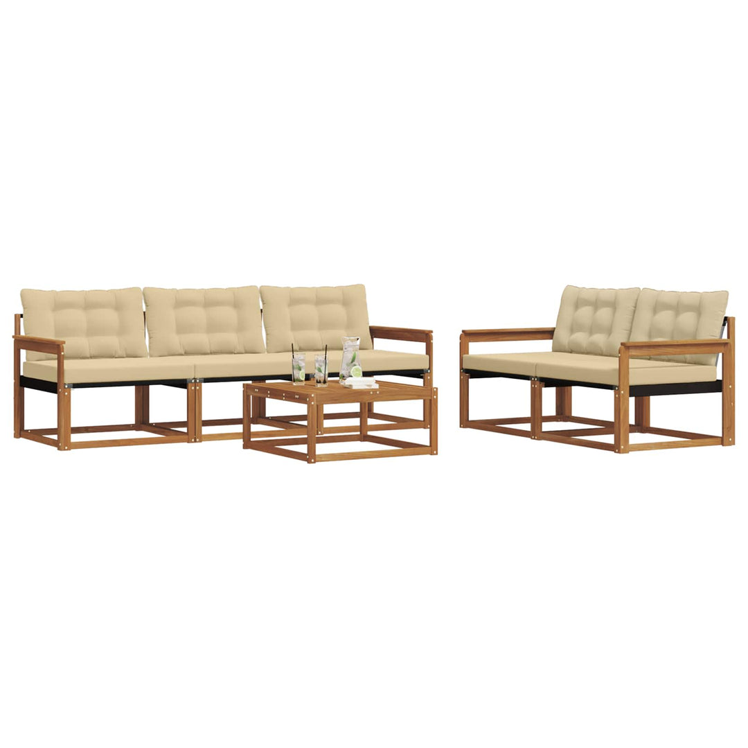 Udendørs sofagruppe med pude 6 pcs Naturlig og Beige