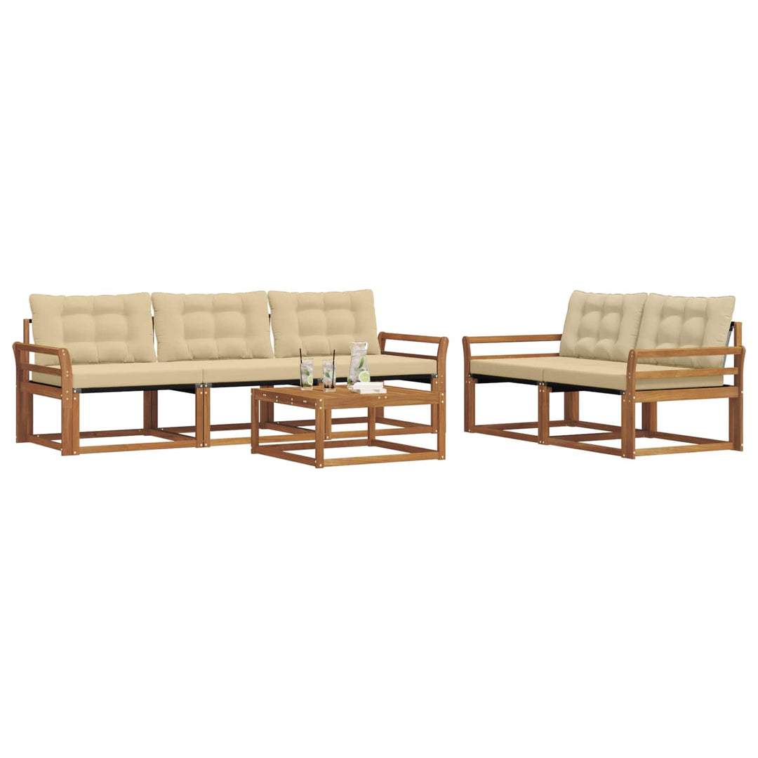 Udendørs sofagruppe med pude 6 pcs Naturlig og Beige