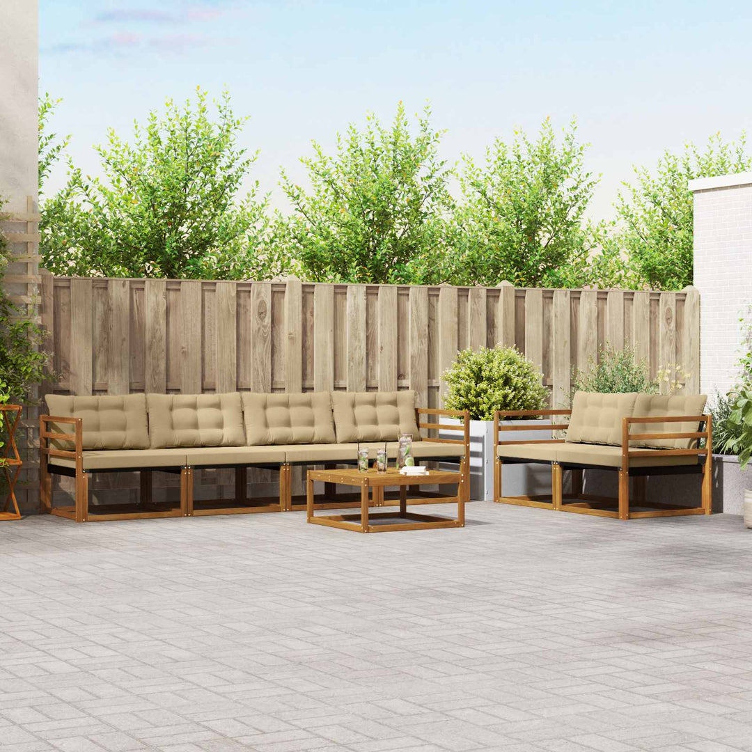 Udendørs sofagruppe med pude 7 pcs Naturlig og Beige