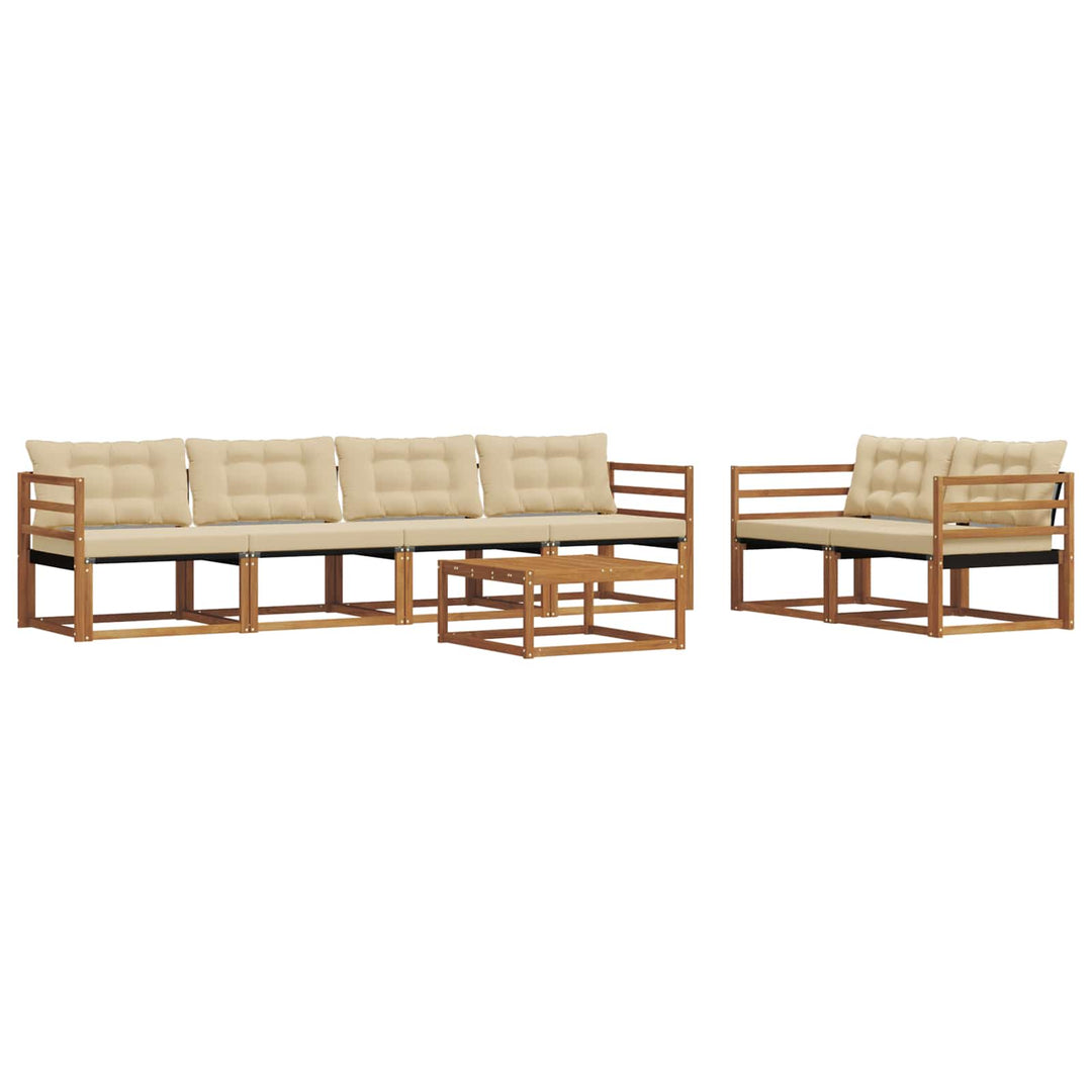 Udendørs sofagruppe med pude 7 pcs Naturlig og Beige