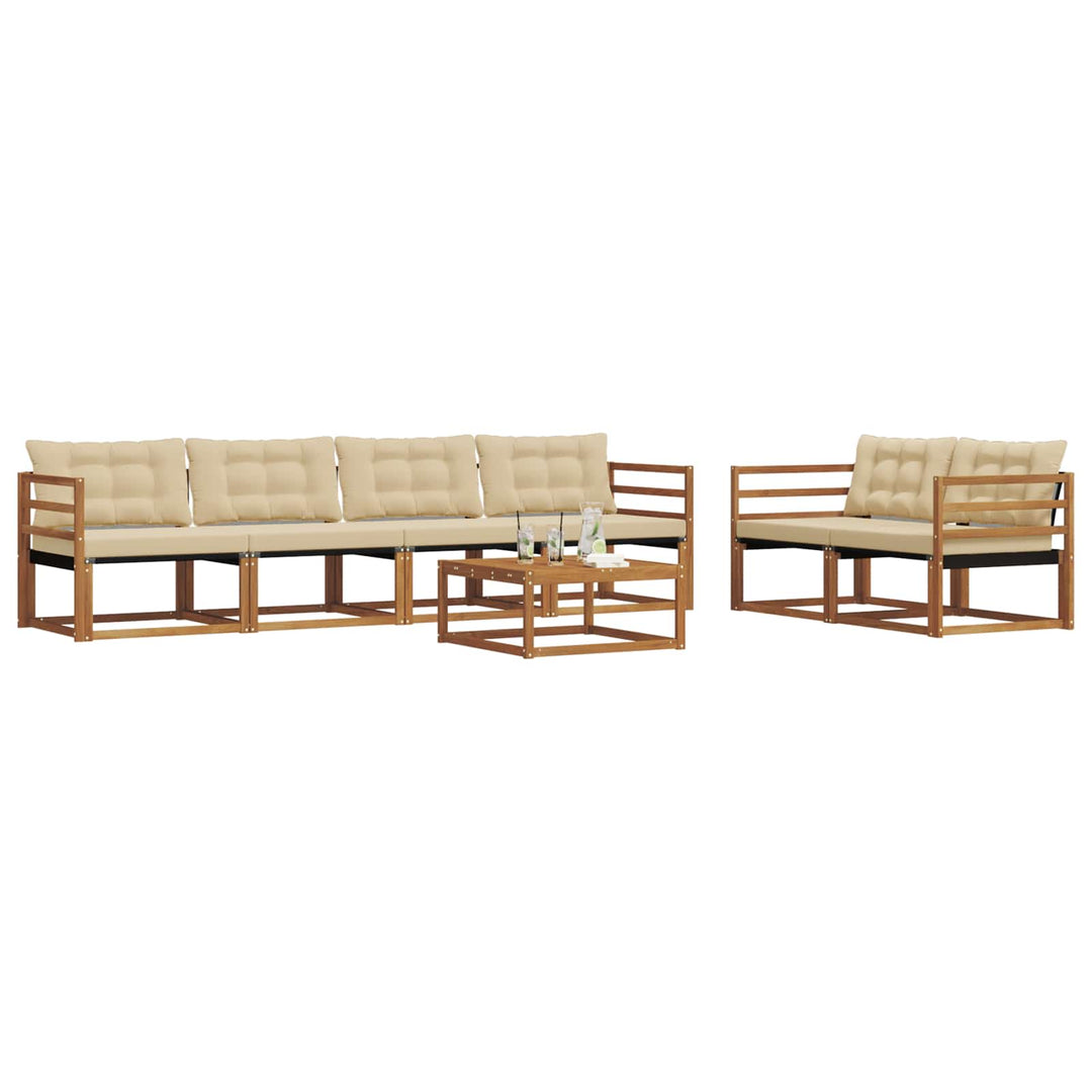 Udendørs sofagruppe med pude 7 pcs Naturlig og Beige