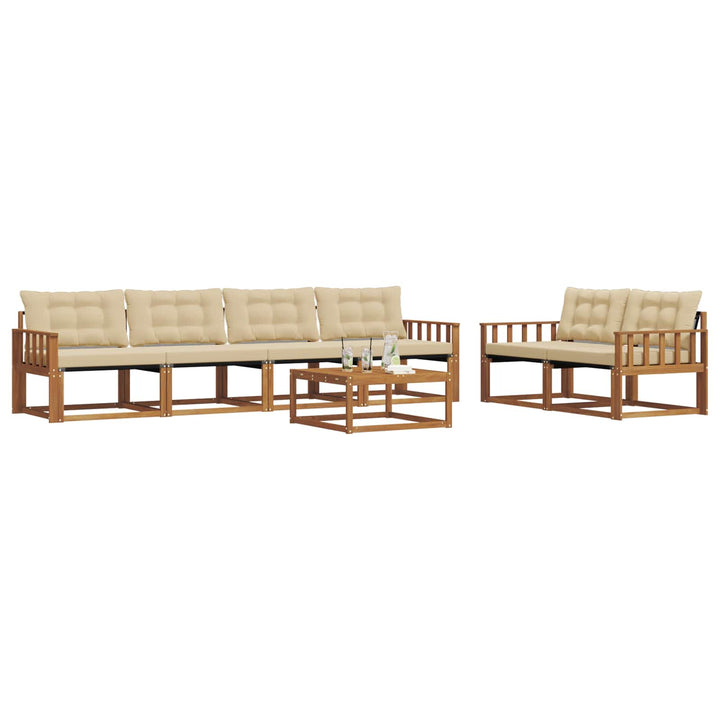 Udendørs sofagruppe med pude 7 pcs Naturlig og Beige