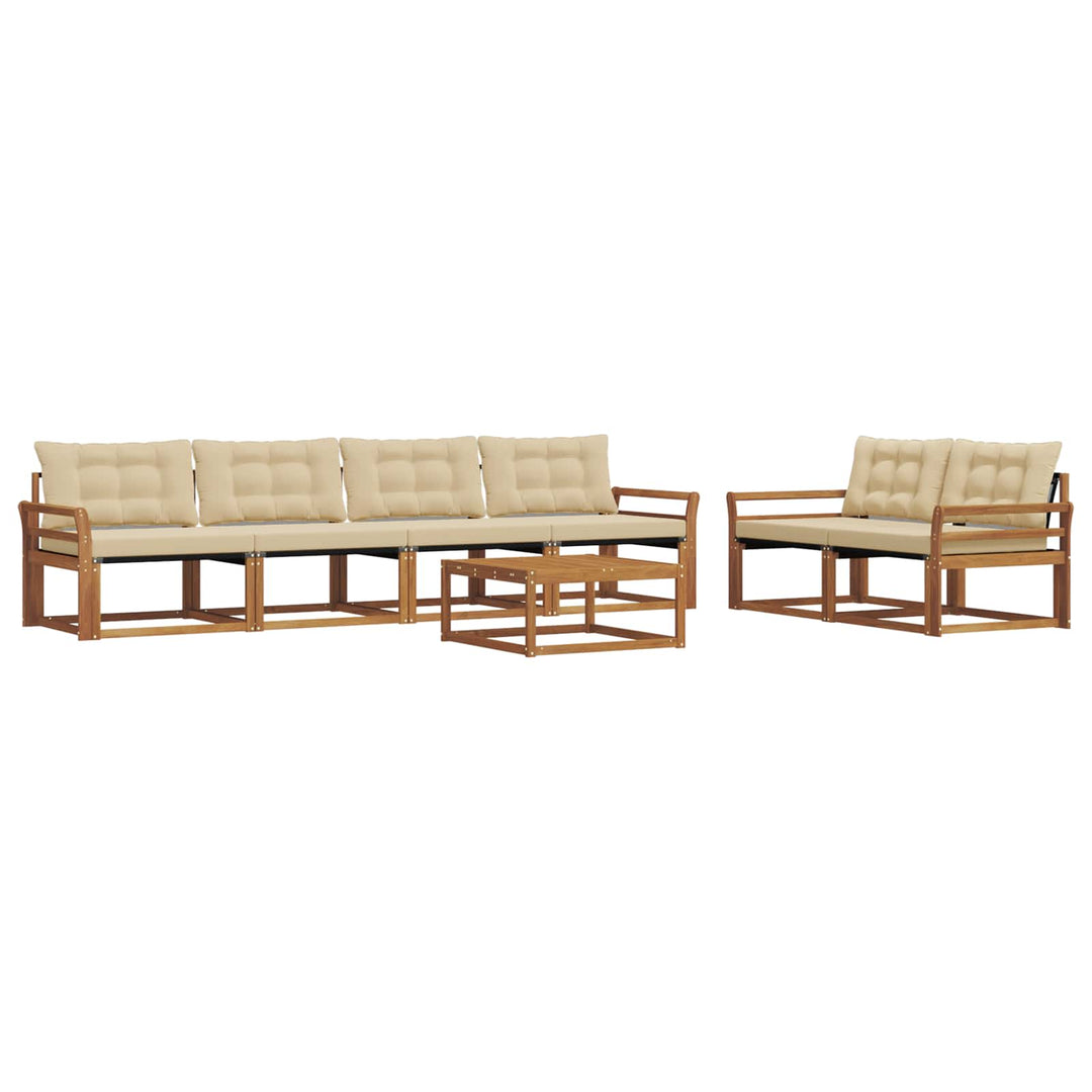 Udendørs sofagruppe med pude 7 pcs Naturlig og Beige