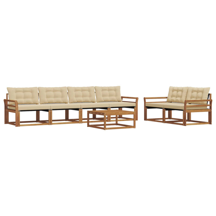 Udendørs sofagruppe med pude 7 pcs Naturlig og Beige