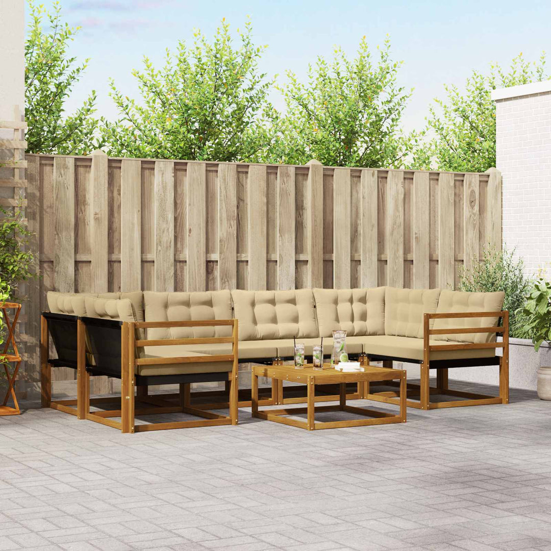 Udendørs sofagruppe med pude 7 pcs Naturlig og Beige