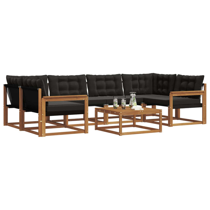 Udendørs sofagruppe med pude 7 pcs Naturlig og sort