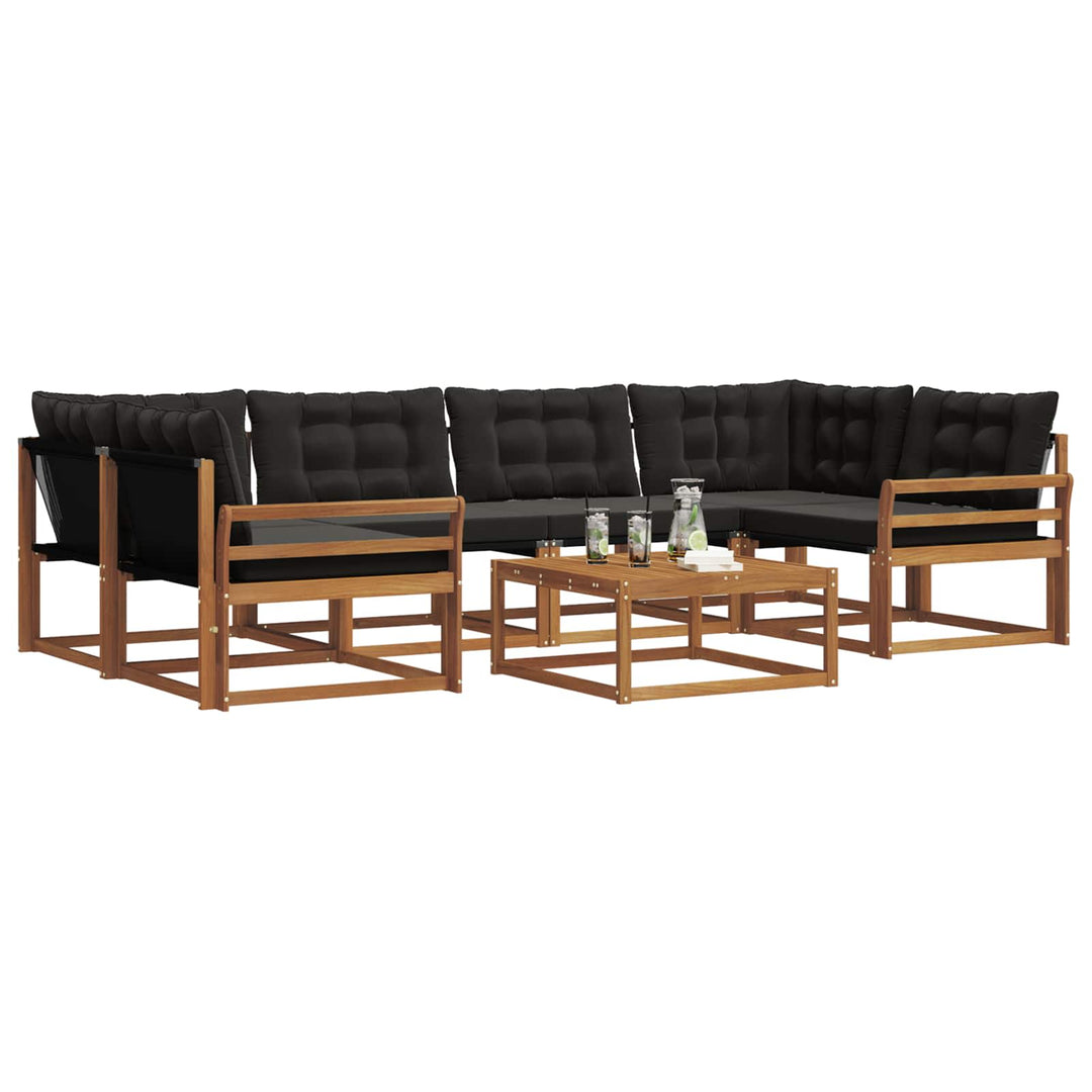 Udendørs sofagruppe med pude 7 pcs Naturlig og sort