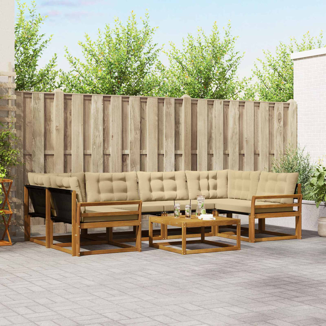 Udendørs sofagruppe med pude 7 pcs Naturlig og Beige