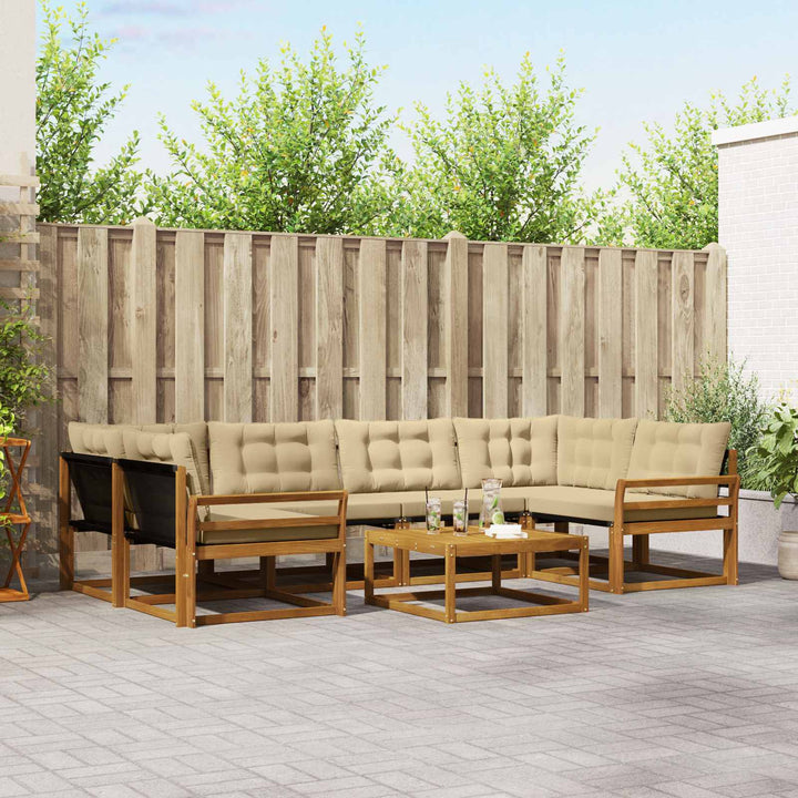 Udendørs sofagruppe med pude 7 pcs Naturlig og Beige