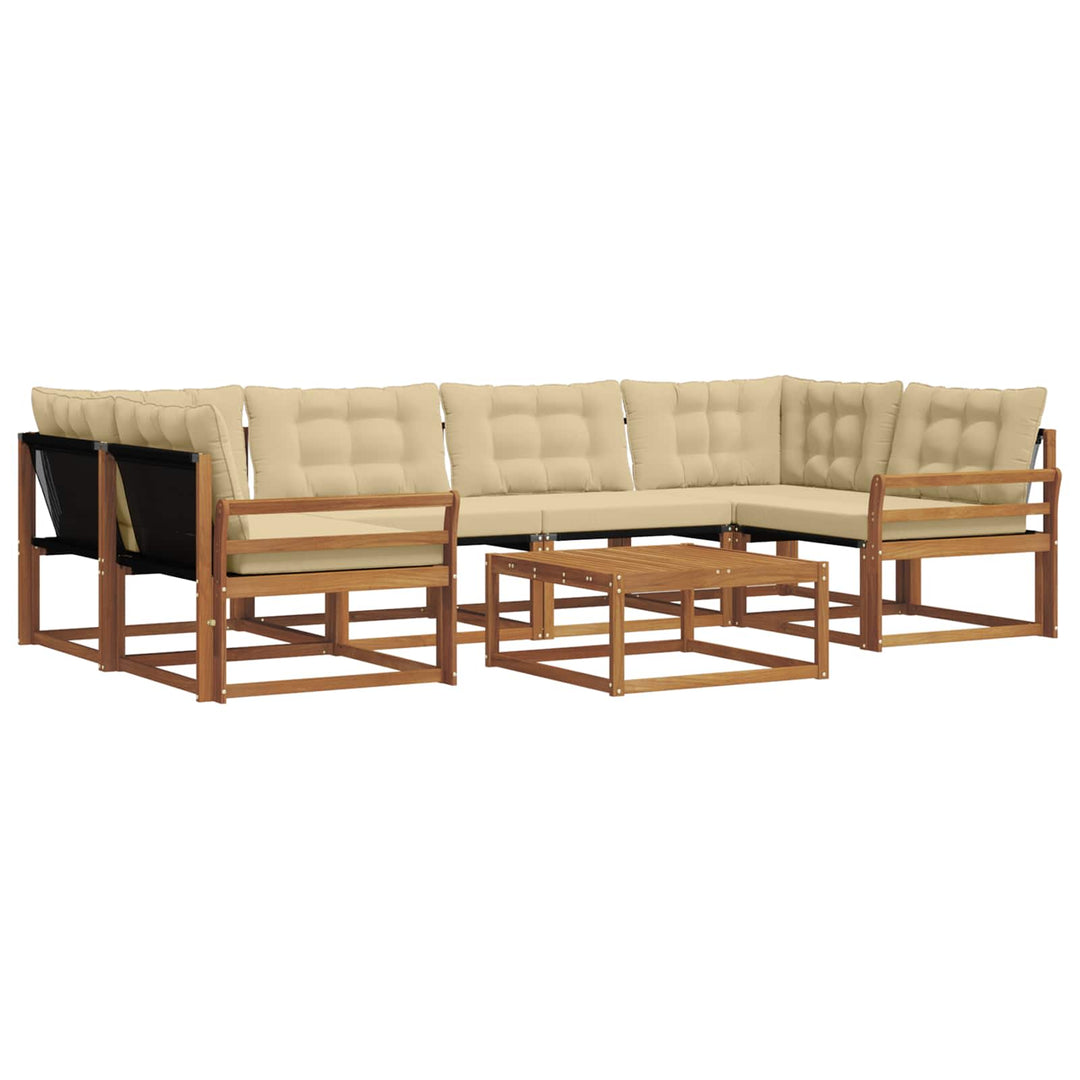 Udendørs sofagruppe med pude 7 pcs Naturlig og Beige