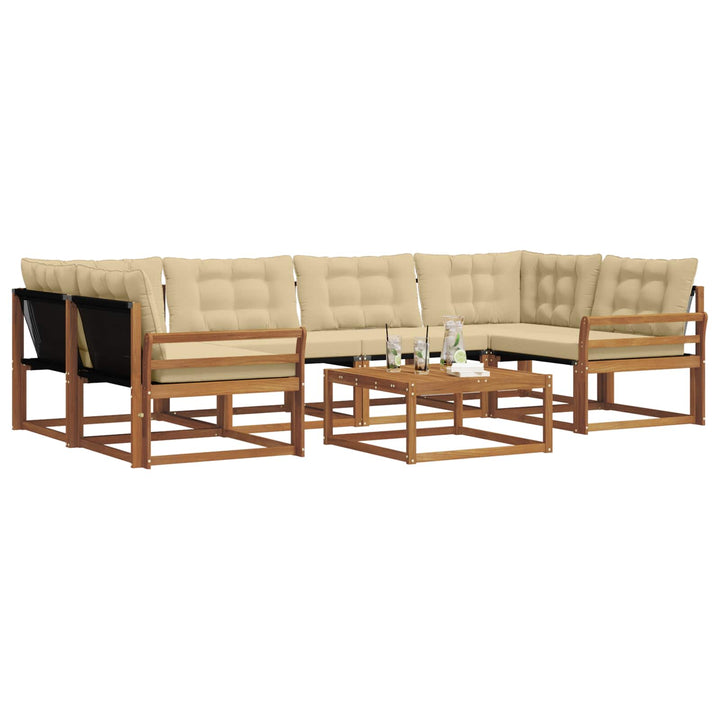 Udendørs sofagruppe med pude 7 pcs Naturlig og Beige