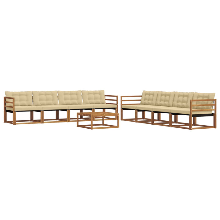 Udendørs sofagruppe med pude 9 pcs Naturlig og Beige