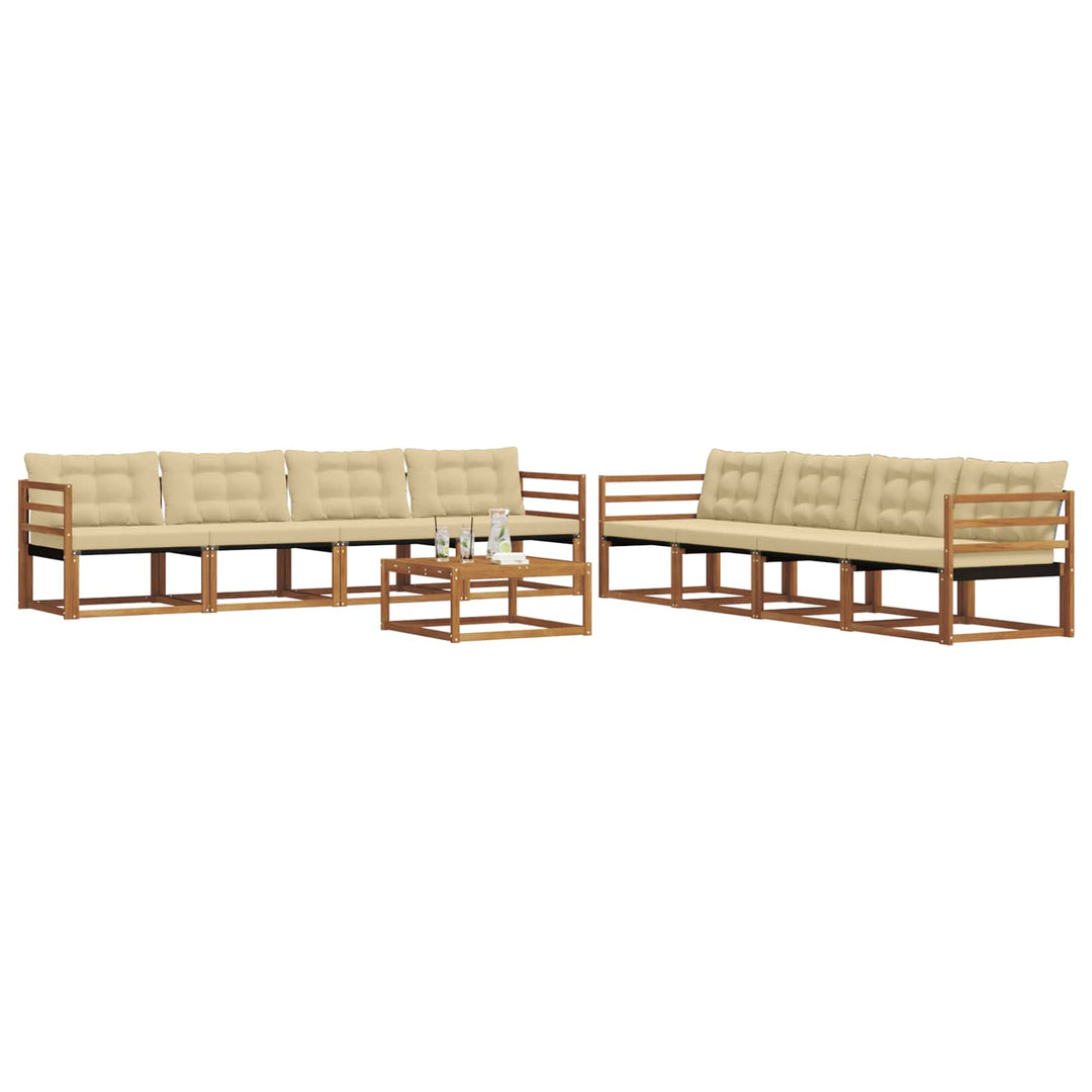 Udendørs sofagruppe med pude 9 pcs Naturlig og Beige