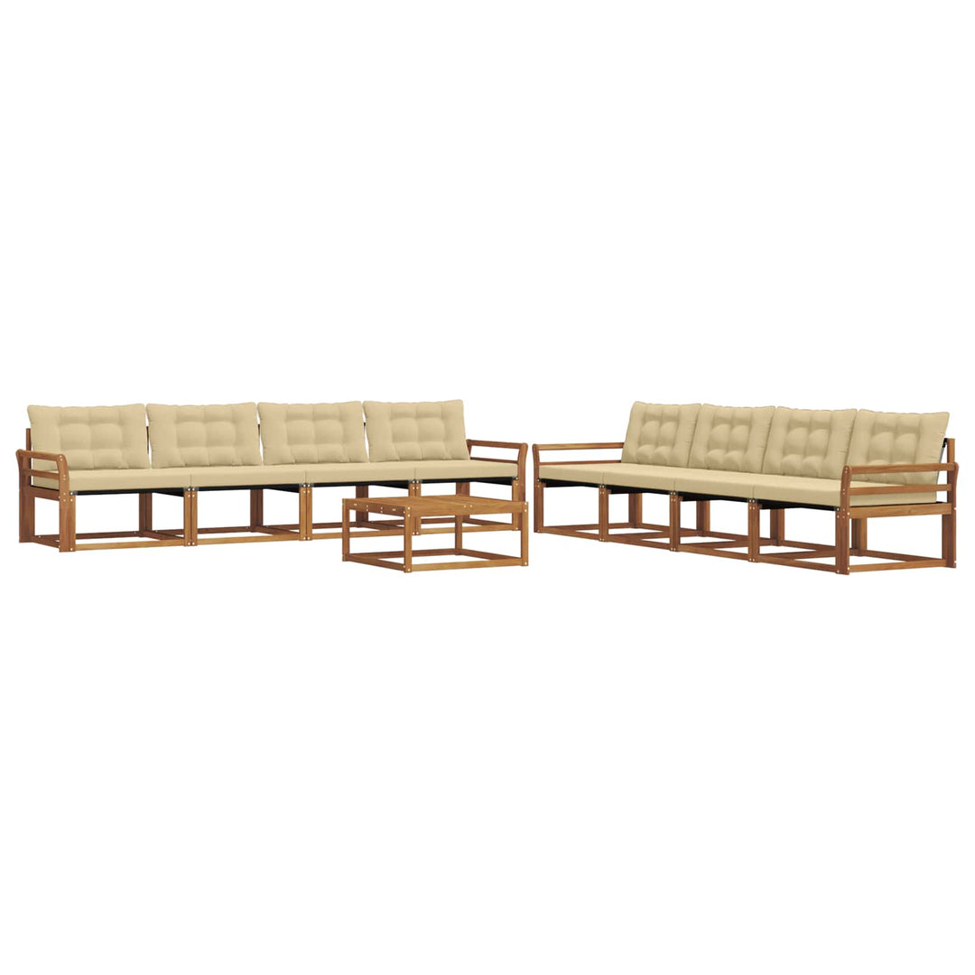 Udendørs sofagruppe med pude 9 pcs Naturlig og Beige