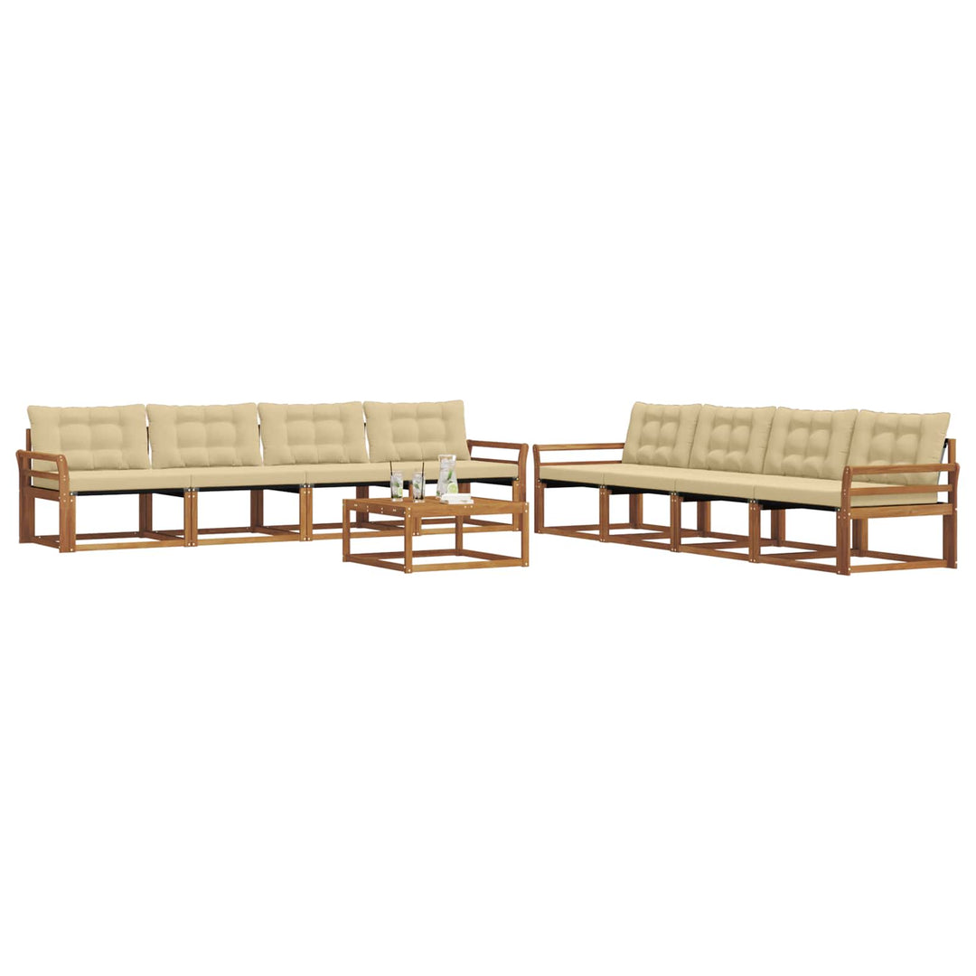 Udendørs sofagruppe med pude 9 pcs Naturlig og Beige