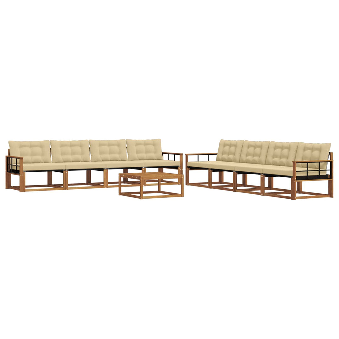 Udendørs sofagruppe med pude 9 pcs Naturlig og Beige