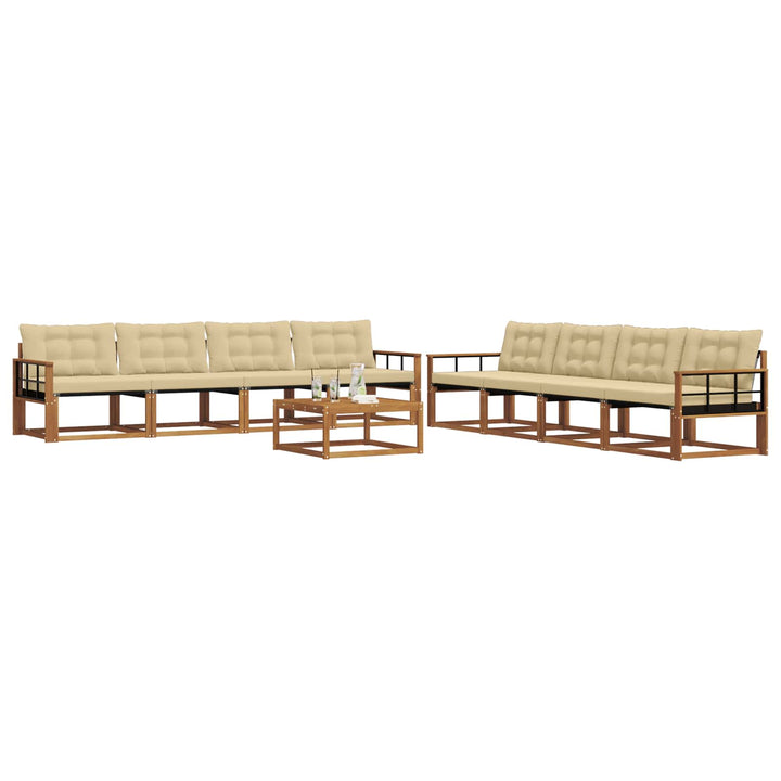 Udendørs sofagruppe med pude 9 pcs Naturlig og Beige