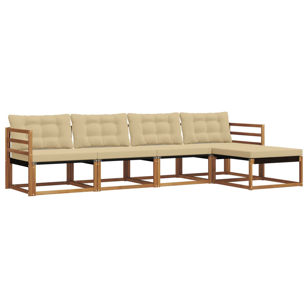 Udendørs sofagruppe med pude 5 pcs Naturlig og Beige