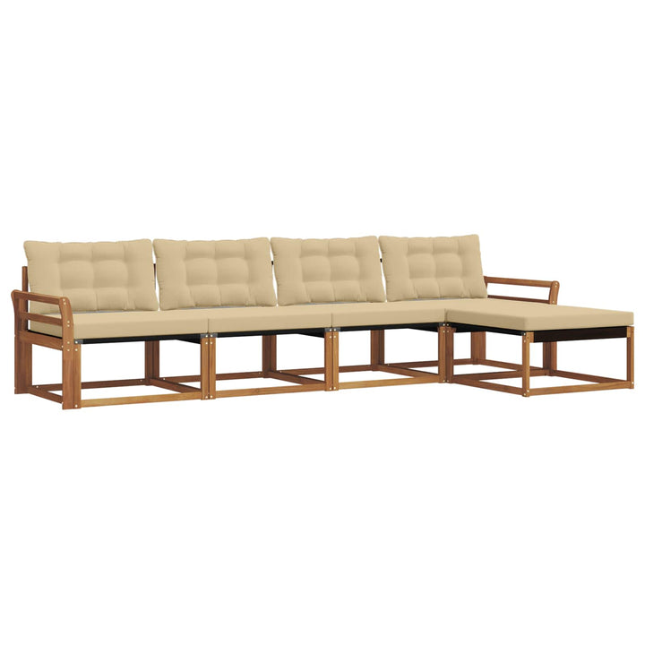 Udendørs sofagruppe med pude 5 pcs Naturlig og Beige