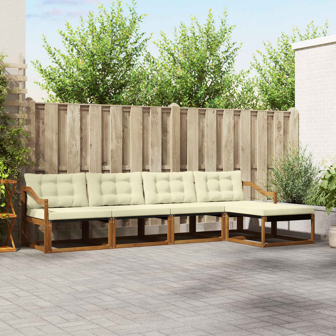 Udendørs sofagruppe med pude 5 pcs Naturlig og Fløde