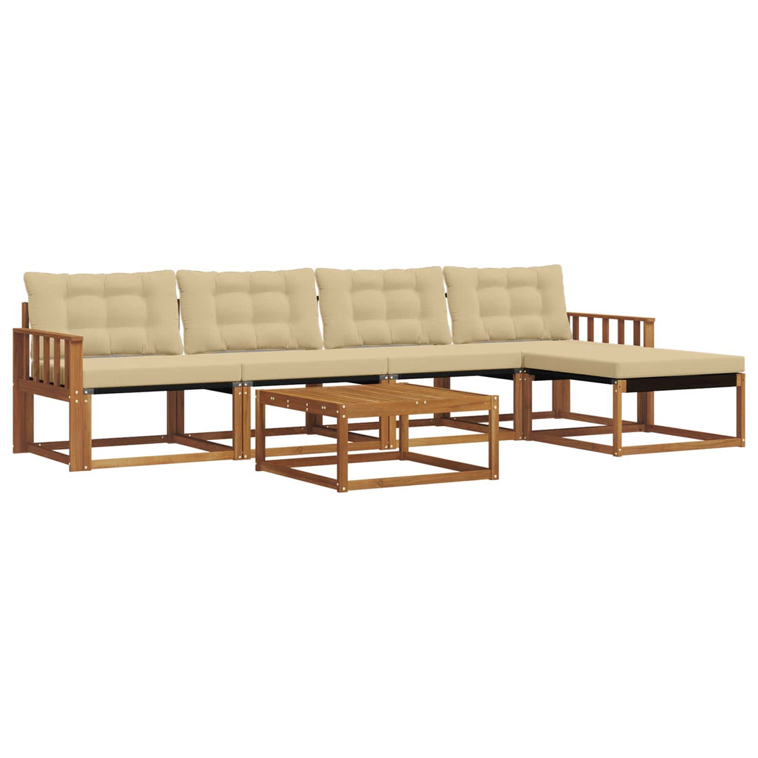 Udendørs sofagruppe med pude 6 pcs Naturlig og Beige