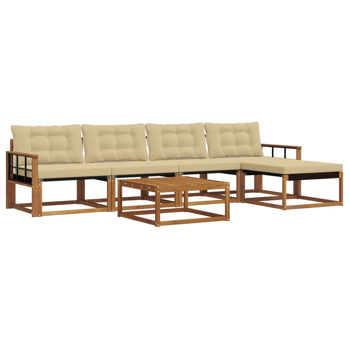 Udendørs sofagruppe med pude 6 pcs Naturlig og Beige
