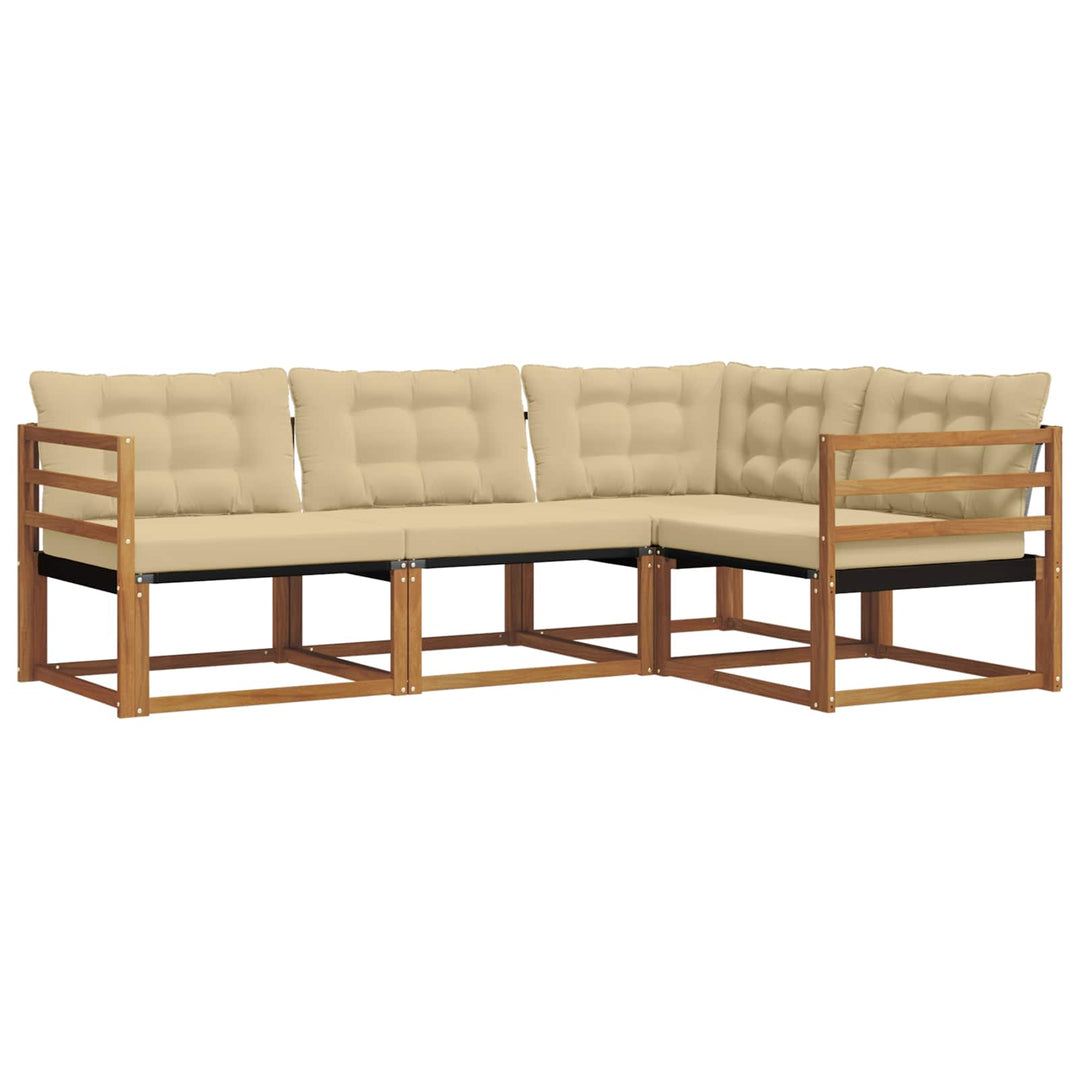 Udendørs sofagruppe med pude 4 pcs Naturlig og Beige