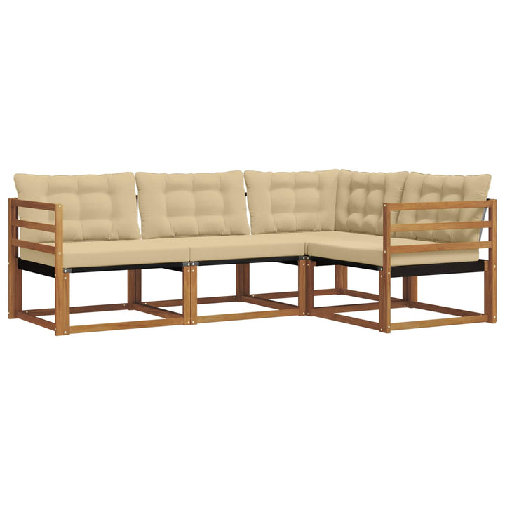 Udendørs sofagruppe med pude 4 pcs Naturlig og Beige