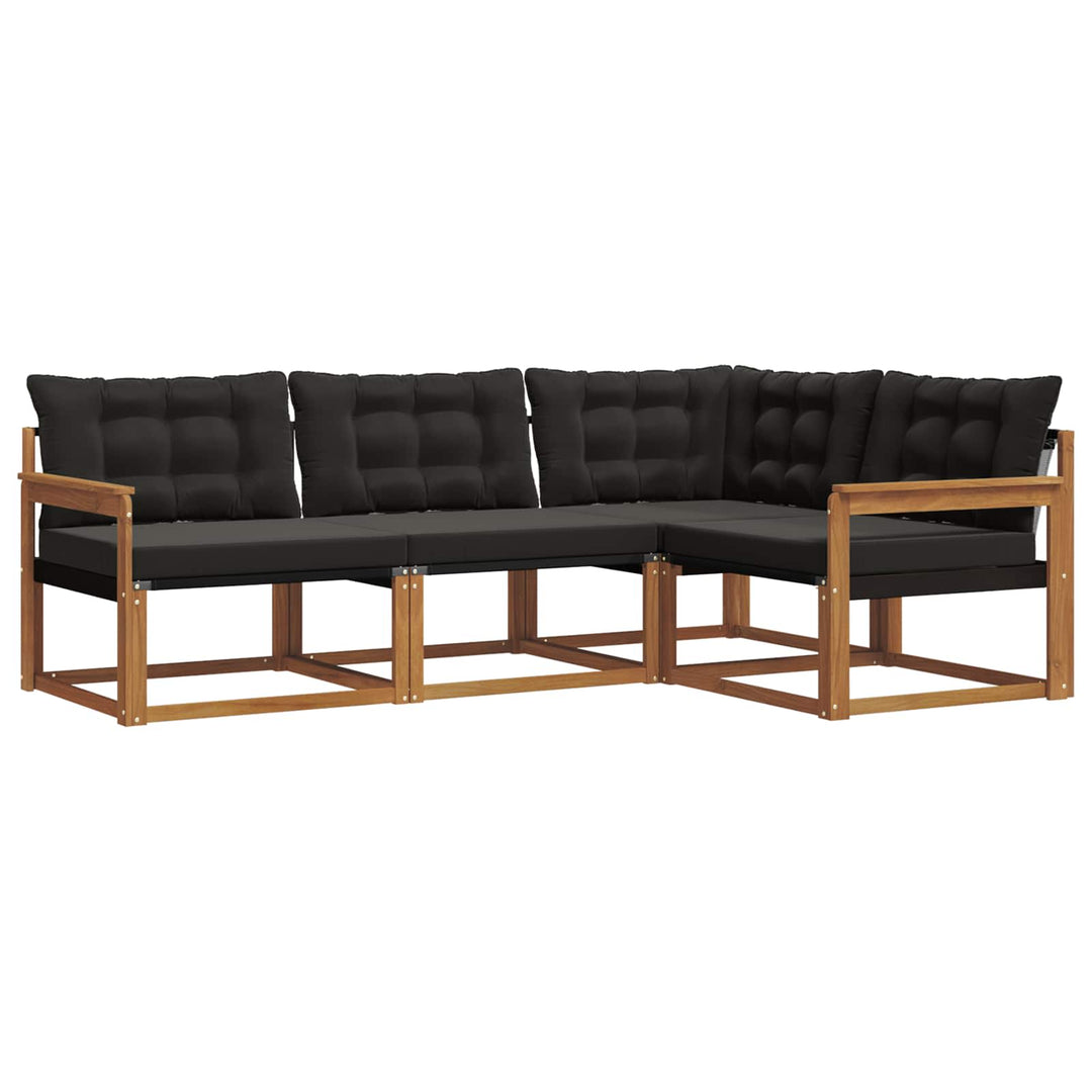 Udendørs sofagruppe med pude 4 pcs Naturlig og sort